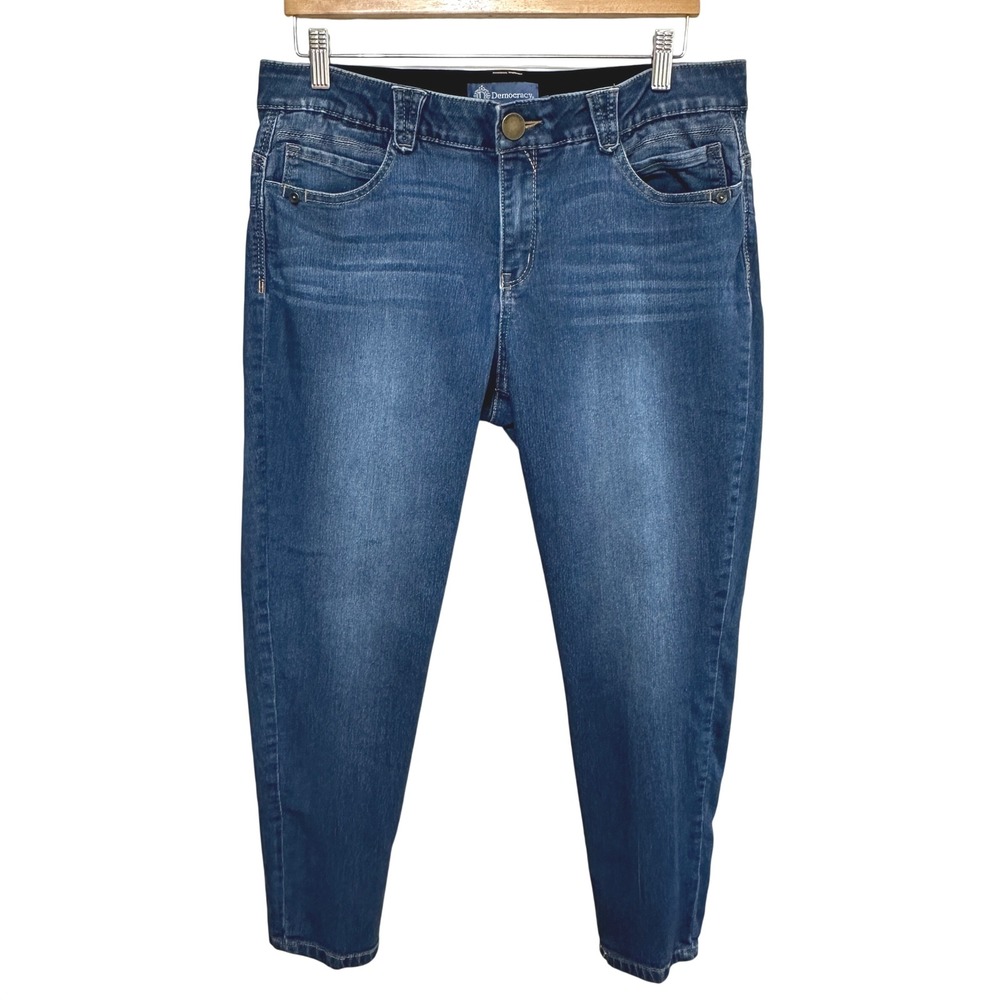Democracy Ab Solution Crop Jeans Womens 14 Blue Denim Mid Rise Stretch Casual